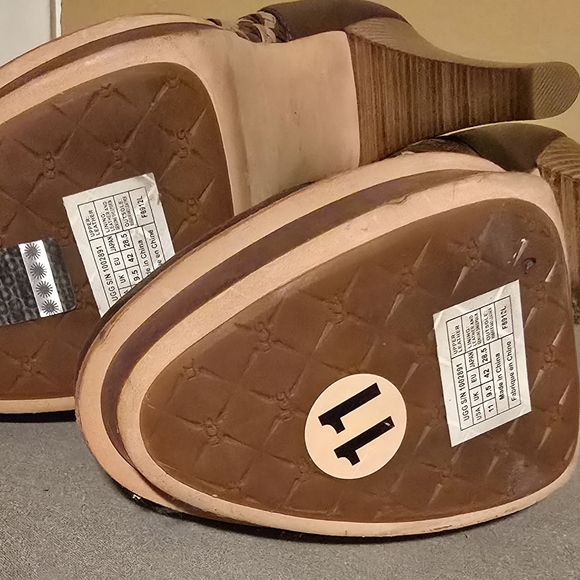 UGG Dark Brown Woven Heeled Boots - Picture 3 of 4